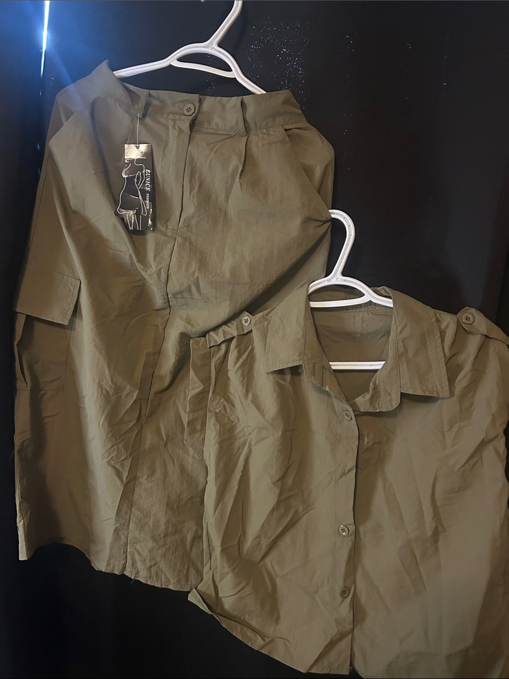 Olive Green  Button-Up Shirt - maci cargo skirt